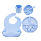 Baby Cutlery Set with Silicone Bib, Cup, Spoon, Bowl & Plate - BPA Free & FDA Approved