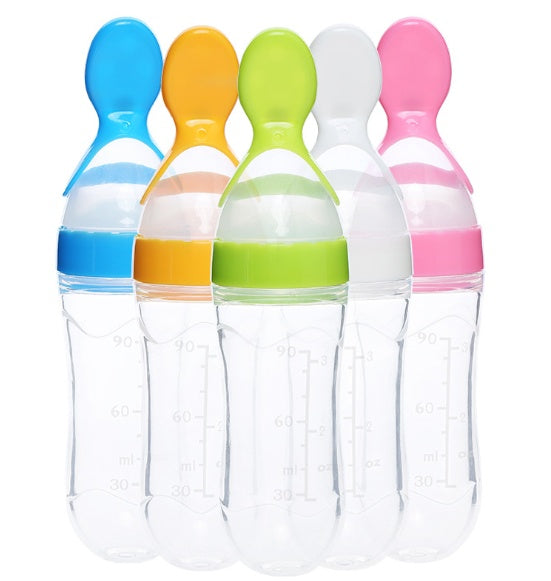 Silicone Baby Spoon Bottle Feeder - 120ml for Smooth Transition to Solid Foods