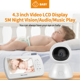 1080P Baby Monitor with 4.3 Inch Screen, Night Vision, 100m Range & Alarm Function