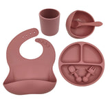 Baby Cutlery Set with Silicone Bib, Cup, Spoon, Bowl & Plate - BPA Free & FDA Approved