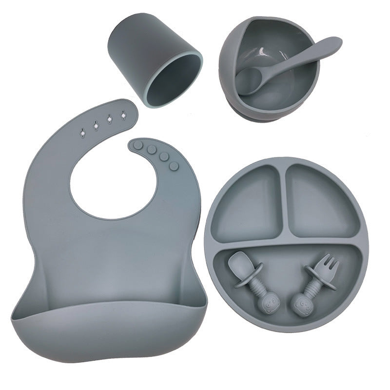 Baby Cutlery Set with Silicone Bib, Cup, Spoon, Bowl & Plate - BPA Free & FDA Approved