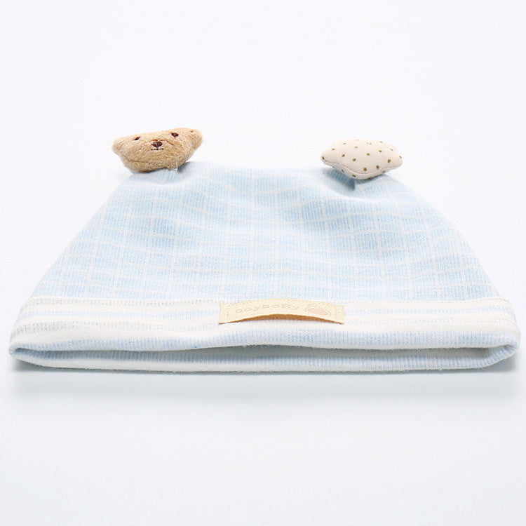 Adorable 100% Cotton Newborn Baby Hats in Pink, Navy Blue, and Blue - Cozy Fetal Caps