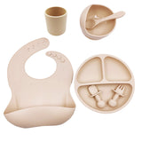 Baby Cutlery Set with Silicone Bib, Cup, Spoon, Bowl & Plate - BPA Free & FDA Approved