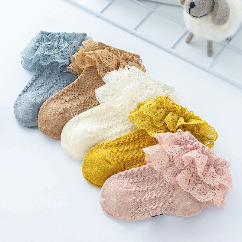 Baby Lace Socks Double Lace Princess Socks Baby Cotton Socks Dance Socks