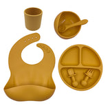 Baby Cutlery Set with Silicone Bib, Cup, Spoon, Bowl & Plate - BPA Free & FDA Approved